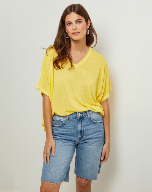 Tunique en Coton & Lin Fraise des Bois jaune