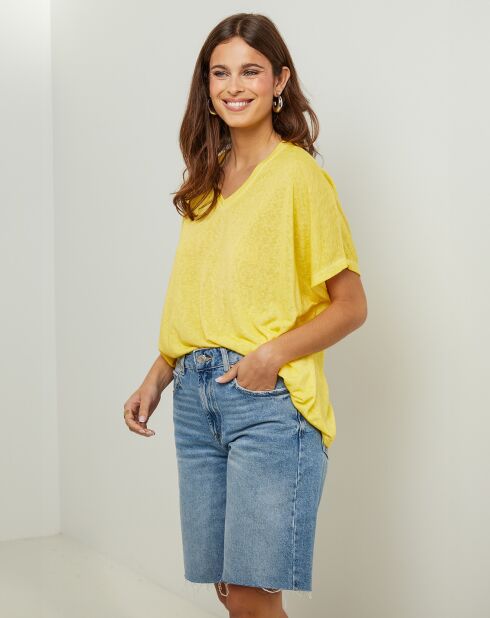 Tunique en Coton & Lin Fraise des Bois jaune