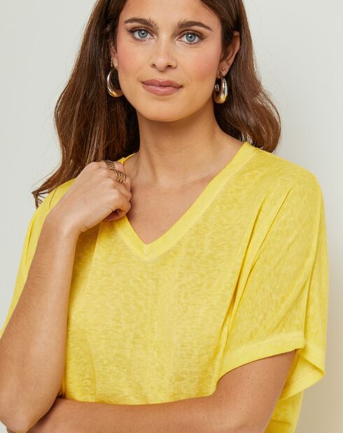 Tunique en Coton & Lin Fraise des Bois jaune