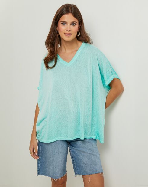 Tuniek van katoen en linnen in aardbeienmint