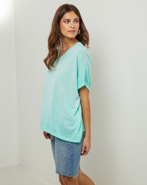 Tuniek van katoen en linnen in aardbeienmint