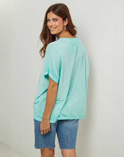 Tuniek van katoen en linnen in aardbeienmint