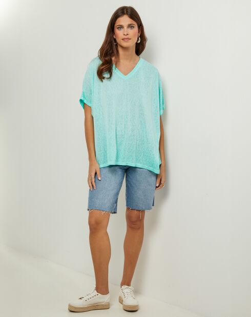 Tuniek van katoen en linnen in aardbeienmint