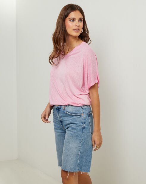 Tunique en Coton & Lin Fraise des Bois rose