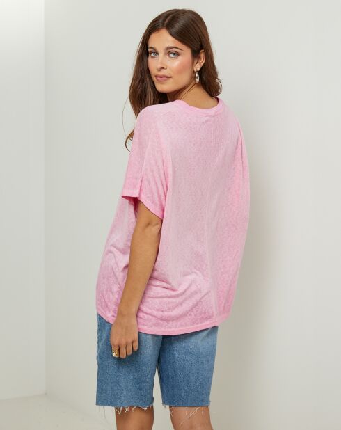 Tunique en Coton & Lin Fraise des Bois rose