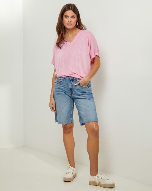 Tunique en Coton & Lin Fraise des Bois rose