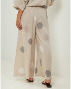 Pantalon 100% Lin Plumetis beige