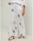 Pantalon 100% Lin Plumetis blanc