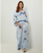 Pantalon 100% Lin Plumetis ciel