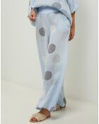 Pantalon 100% Lin Plumetis ciel