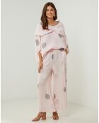 Pantalon 100% Lin Plumetis rose