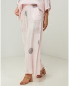 Pantalon 100% Lin Plumetis rose
