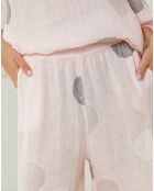 Pantalon 100% Lin Plumetis rose