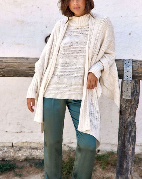 Poncho en Laine & Cachemire Roca crème