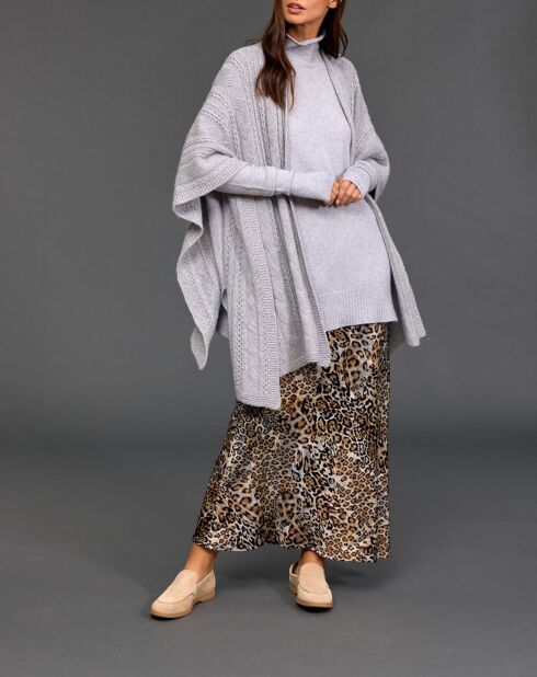 Poncho en Laine & Cachemire Roca gris