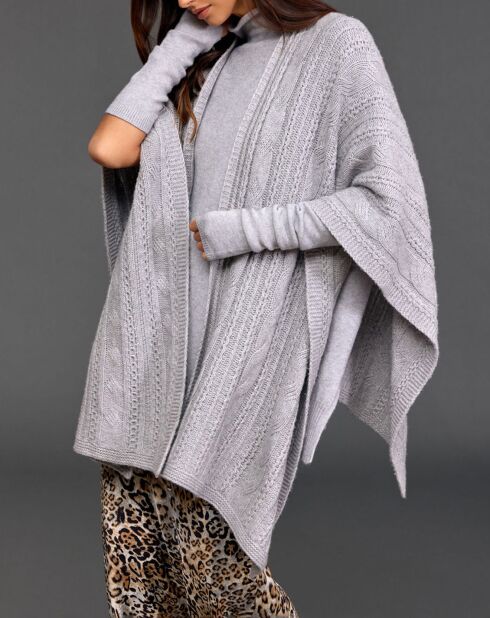 Poncho en Laine & Cachemire Roca gris