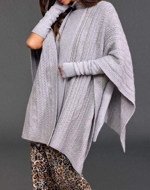 Poncho en Laine & Cachemire Roca gris
