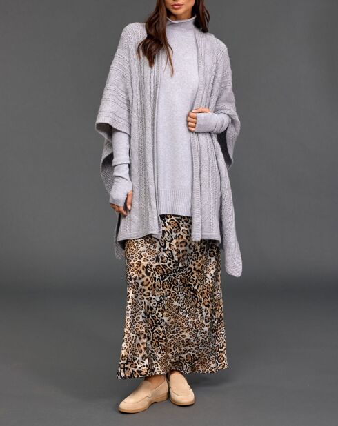 Poncho en Laine & Cachemire Roca gris