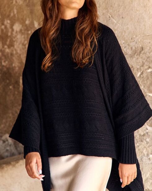 Poncho en Laine & Cachemire Roca noir
