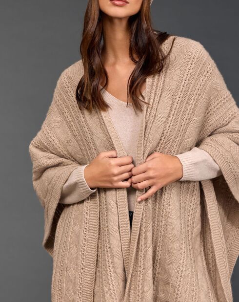 Poncho en Laine & Cachemire Roca sable