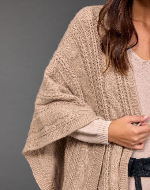 Poncho en Laine & Cachemire Roca sable
