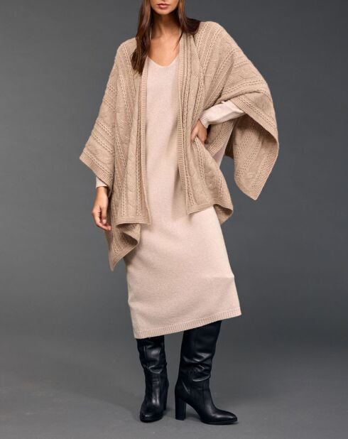 Poncho en Laine & Cachemire Roca sable
