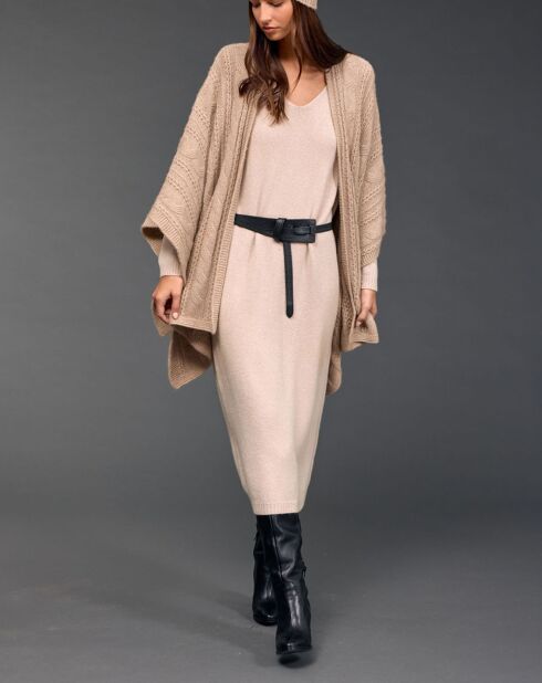 Poncho en Laine & Cachemire Roca sable
