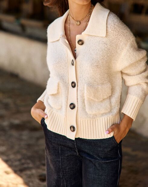 Cardigan en Laine & Alpaga mélangés Manon crème