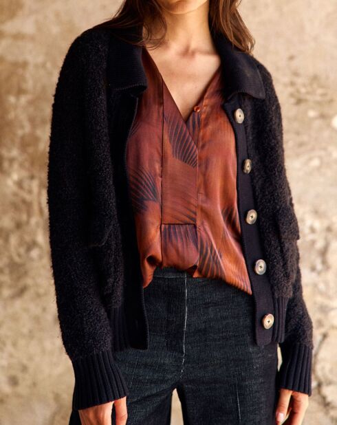 Cardigan en Laine & Alpaga mélangés Manon noir