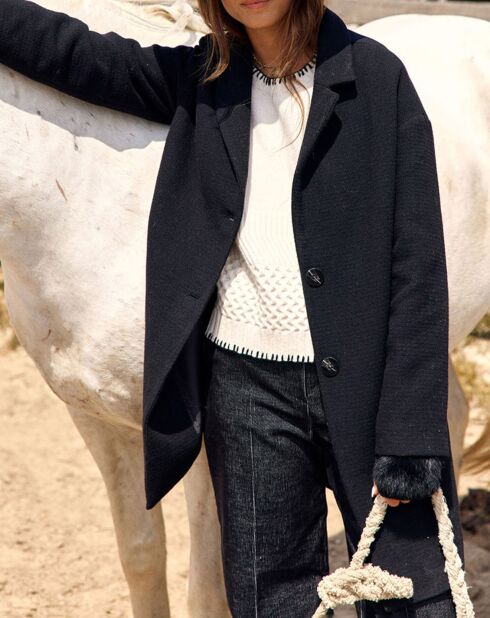 Manteau en Laine mélangée Mirav noir