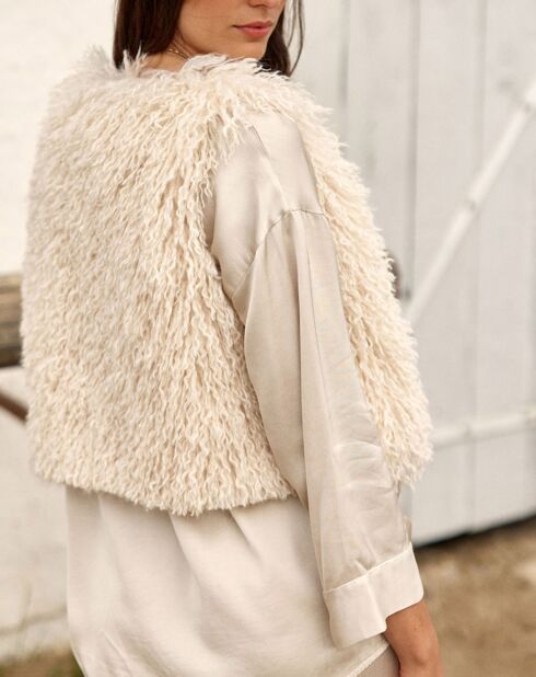 Gilet sans manches en fausse fourrure Moka crème