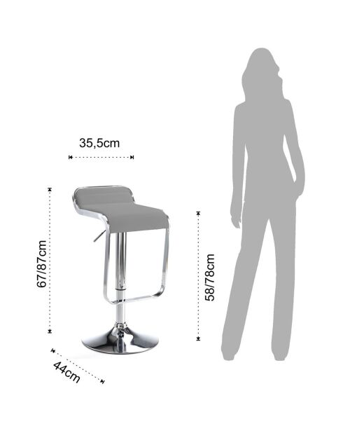 Tabouret de bar Snappy gris - 67/87x35.5x44 cm