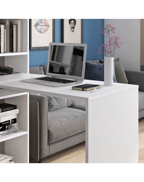 Bibliothèque bureau Art blanche - 141x53.5x24.5 cm