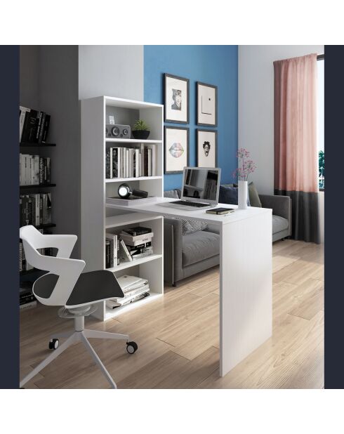 Bibliothèque bureau Art blanche - 141x53.5x24.5 cm