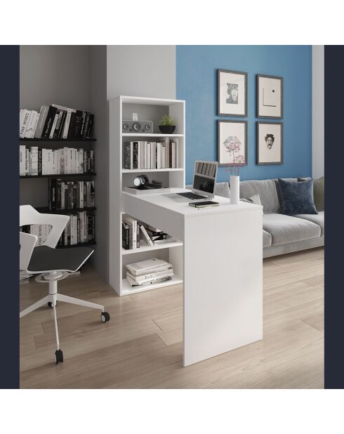Bibliothèque bureau Art blanche - 141x53.5x24.5 cm