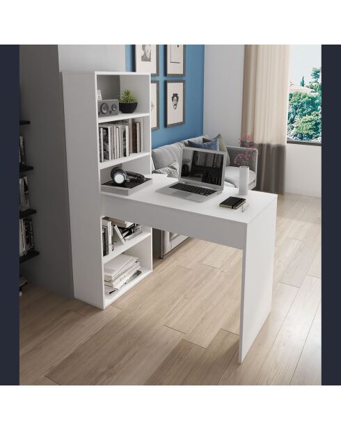 Bibliothèque bureau Art blanche - 141x53.5x24.5 cm