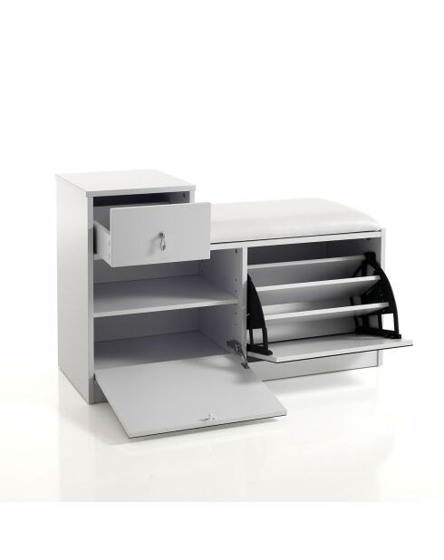 Meuble à chaussures/banc Pratiko blanc - 85x90x34 cm