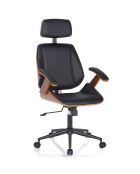 Fauteuil de bureau Visby High noyer/noir - 118/128x62x65 cm