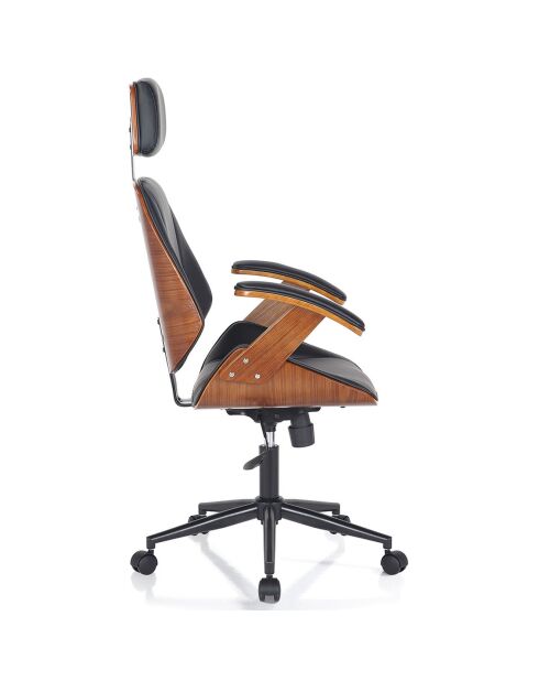 Fauteuil de bureau Visby High noyer/noir - 118/128x62x65 cm