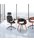 Fauteuil de bureau Visby High noyer/noir - 118/128x62x65 cm