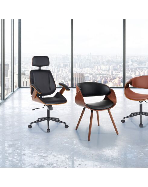 Fauteuil de bureau Visby High noyer/noir - 118/128x62x65 cm
