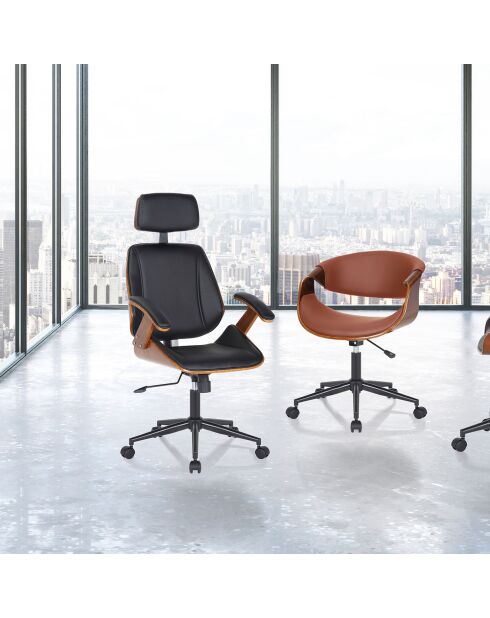 Fauteuil de bureau Visby High noyer/noir - 118/128x62x65 cm