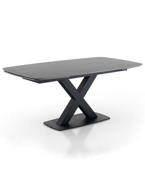 Table à rallonges Alexa marbré noir/gris - 77x90x160/195/230  cm