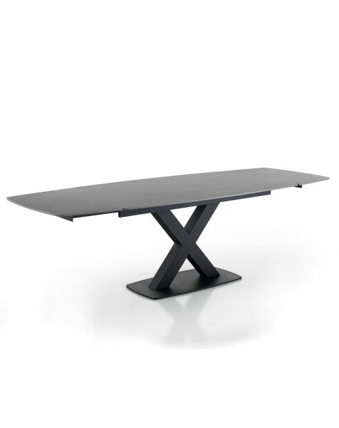 Table à rallonges Alexa marbré noir/gris - 77x90x160/195/230  cm