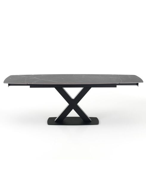 Table à rallonges Alexa marbré noir/gris - 77x90x160/195/230  cm