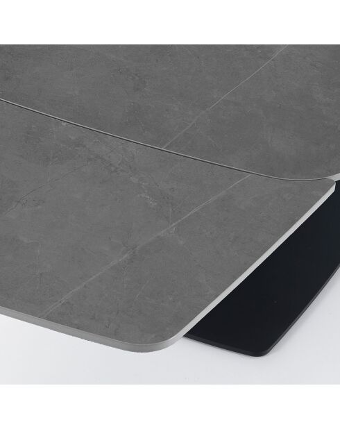Table à rallonges Alexa marbré noir/gris - 77x90x160/195/230  cm