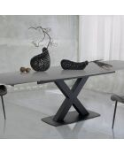 Table à rallonges Alexa marbré noir/gris - 77x90x160/195/230  cm