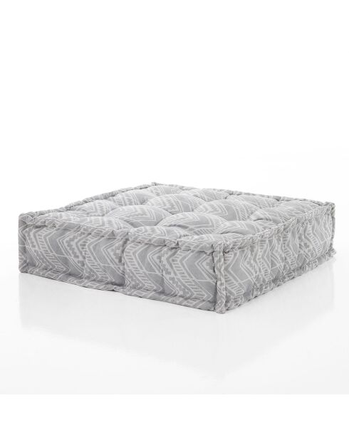 Pouf carré Outdoor Ikat gris - 75x75x20 cm