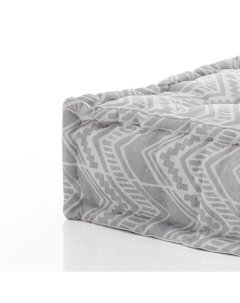 Pouf carré Outdoor Ikat gris - 75x75x20 cm