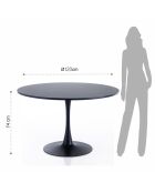 Table ronde Kyoto 120 noire - 74xØ.120 cm